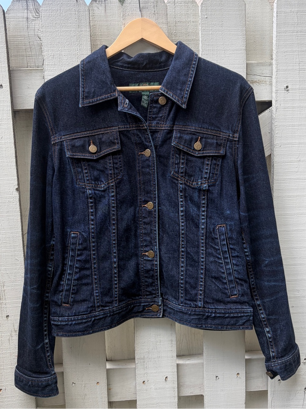 Lauren Jeans Co Ralph Lauren Dark Wash Denim Trucker Jacket Large EUC